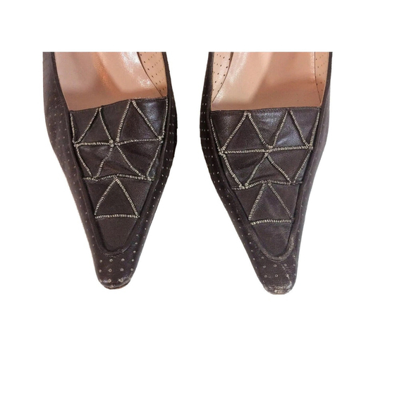 Gianni Milanesi Heels Women EU 39 US 8.5 Brown Pointed Slip On Leather Pumps - Picture 3 of 8